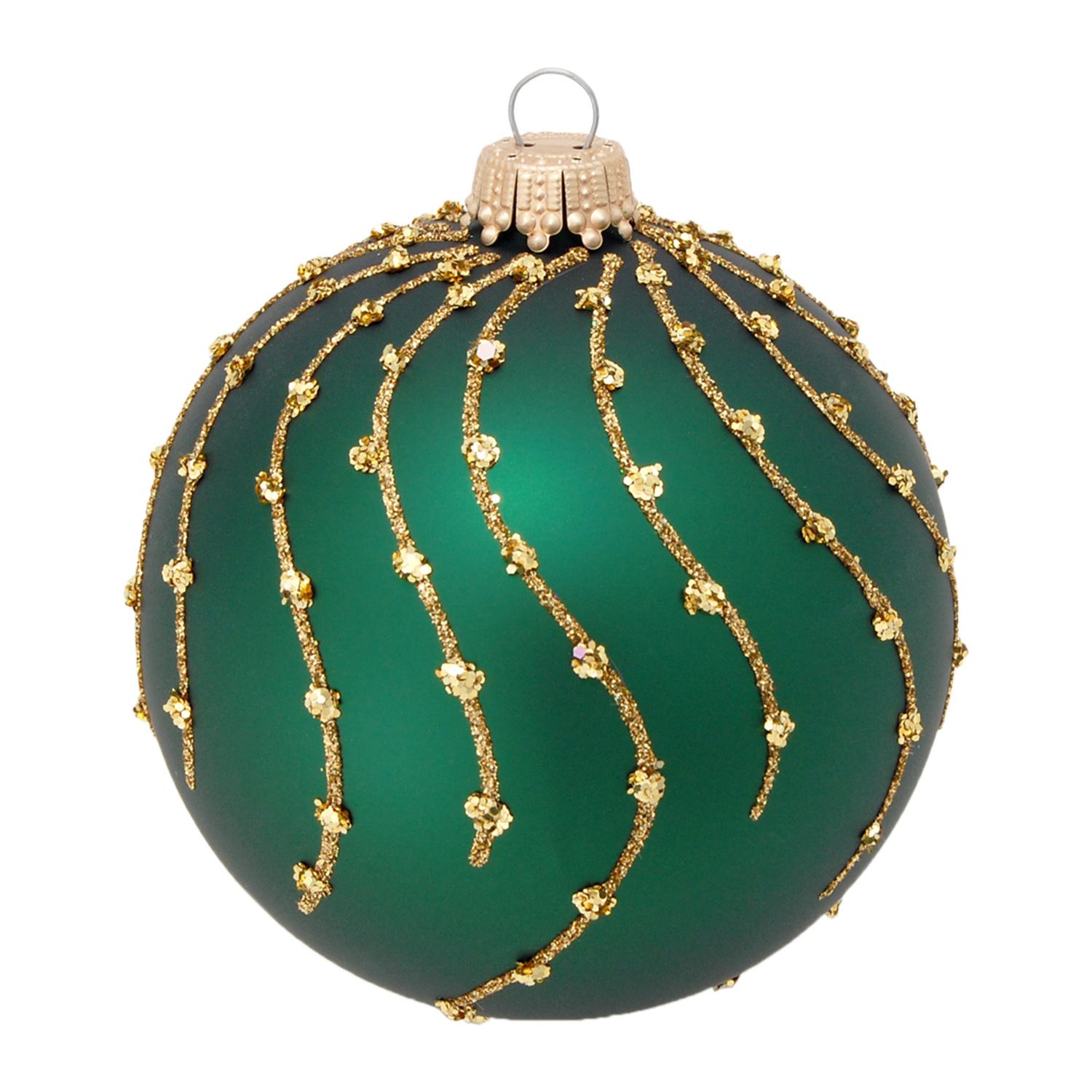 Weihnachtskugeln Ranken Strasssteine Gr�n 8cm