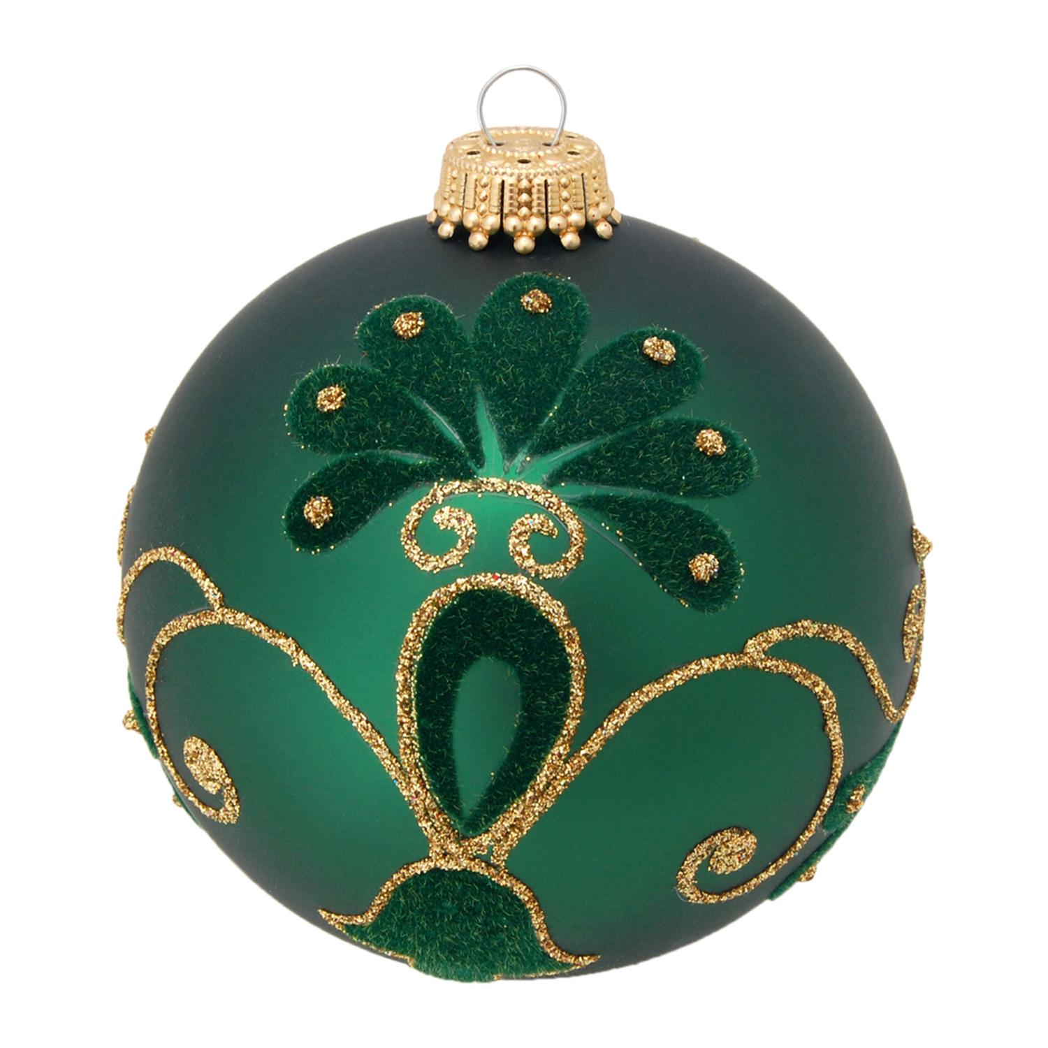 Weihnachtskugeln Stilisierte Bl�ten Gr�n 8cm
