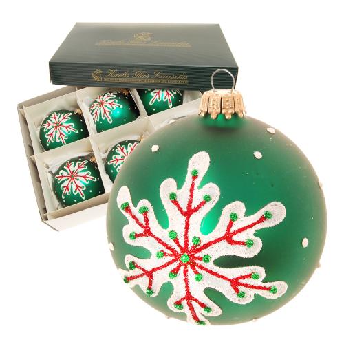Weihnachtskugeln Schneeflocke Vereist Grn 8cm