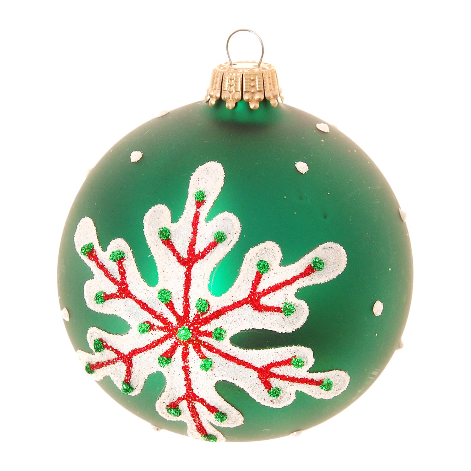Weihnachtskugeln Schneeflocke Vereist Gr�n 8cm