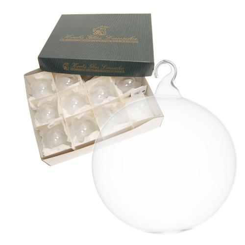 Kristall 6cm Glaskugel mit Glasse, mundgeblasen, handdekoriert, unversilbert (12 Stck)