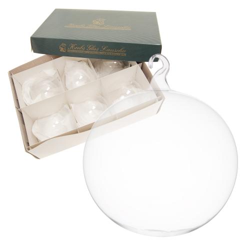 Kristall 8cm Glaskugel mit Glasse, mundgeblasen, handdekoriert, unversilbert (6 Stck)