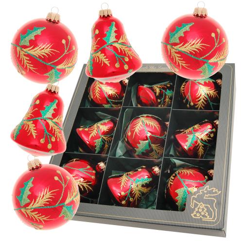 Baumschmuck Ilex-Design Rot 8cm