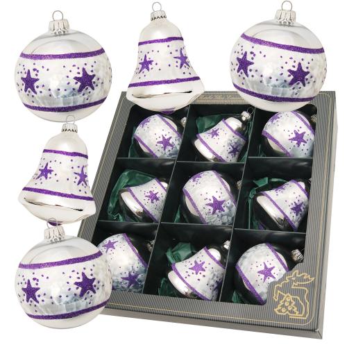 Baumschmuck Flieder-Design Silberfarbig 8cm