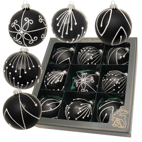 Weihnachtskugeln Dunkler Winterglanz Schwarz 8cm