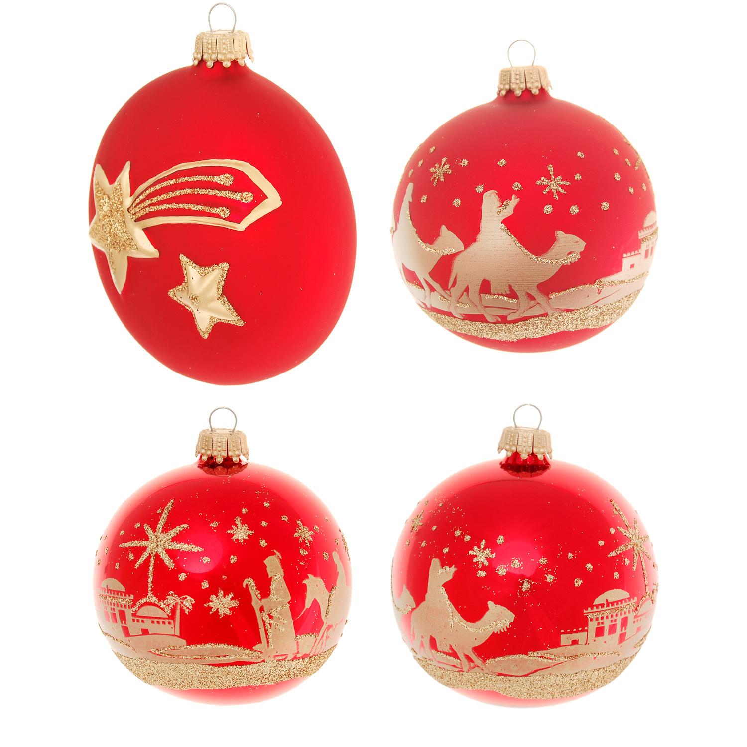 Weihnachtskugeln Bethlehem-Stil Rot 8cm