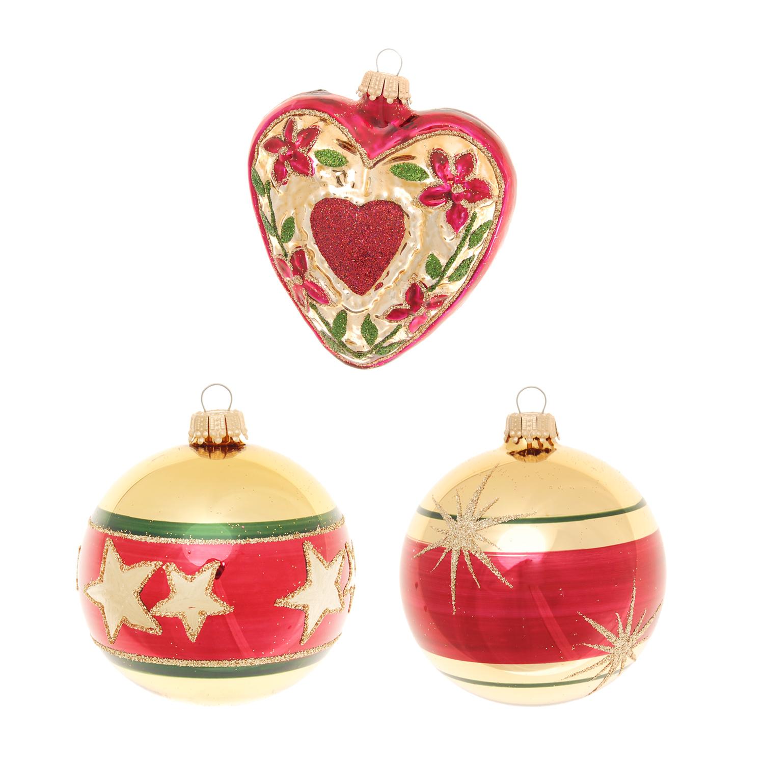Weihnachtskugeln Herz- und Sternendesign Mehrfarbig 10cm