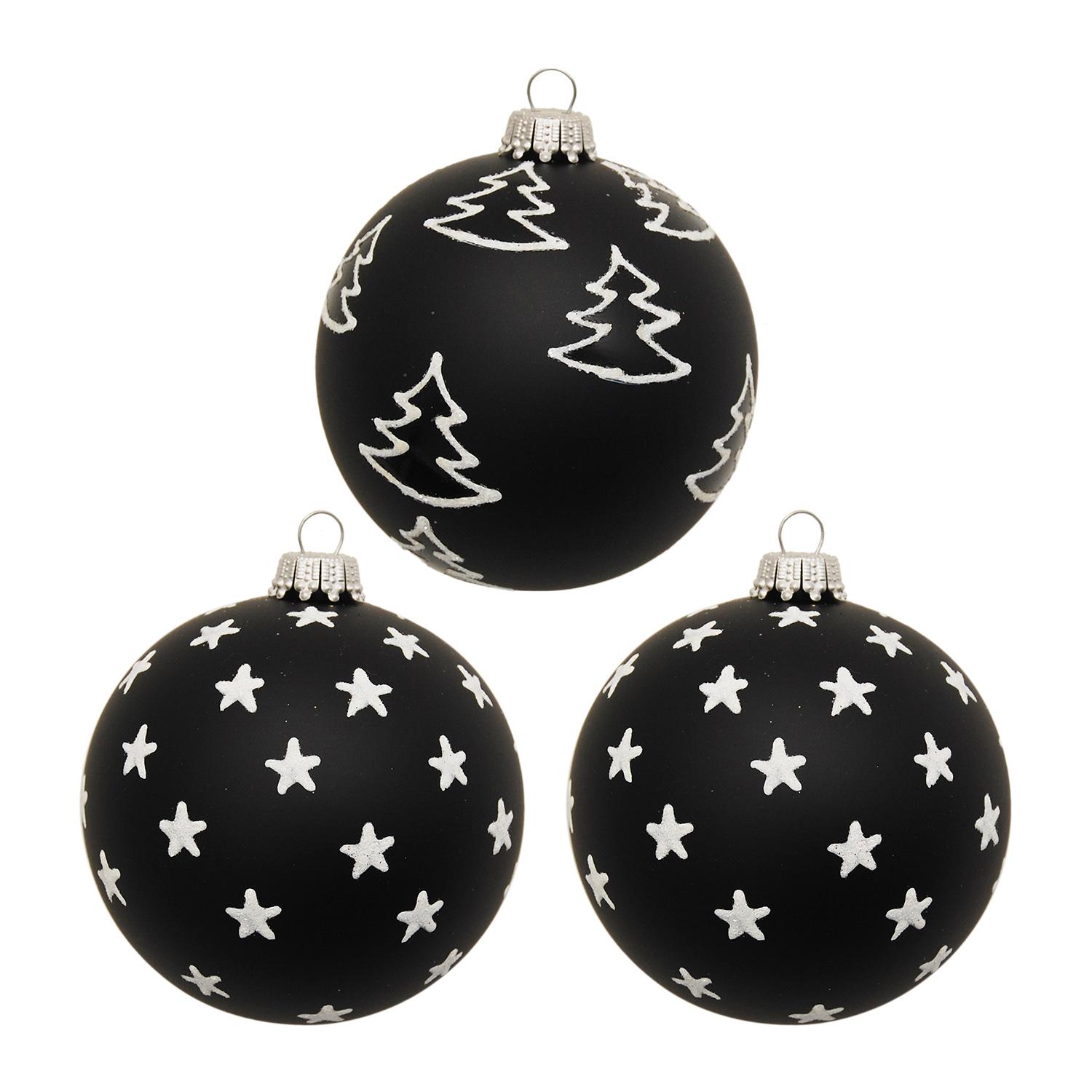 Weihnachtskugeln Dunkler Winterzauber Schwarz 8cm