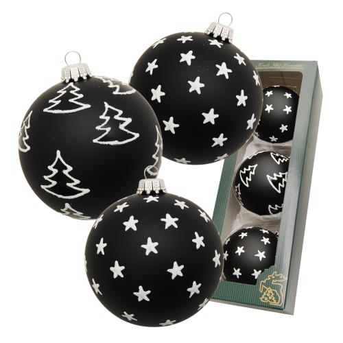 Weihnachtskugeln Dunkler Winterzauber schwarz 8cm