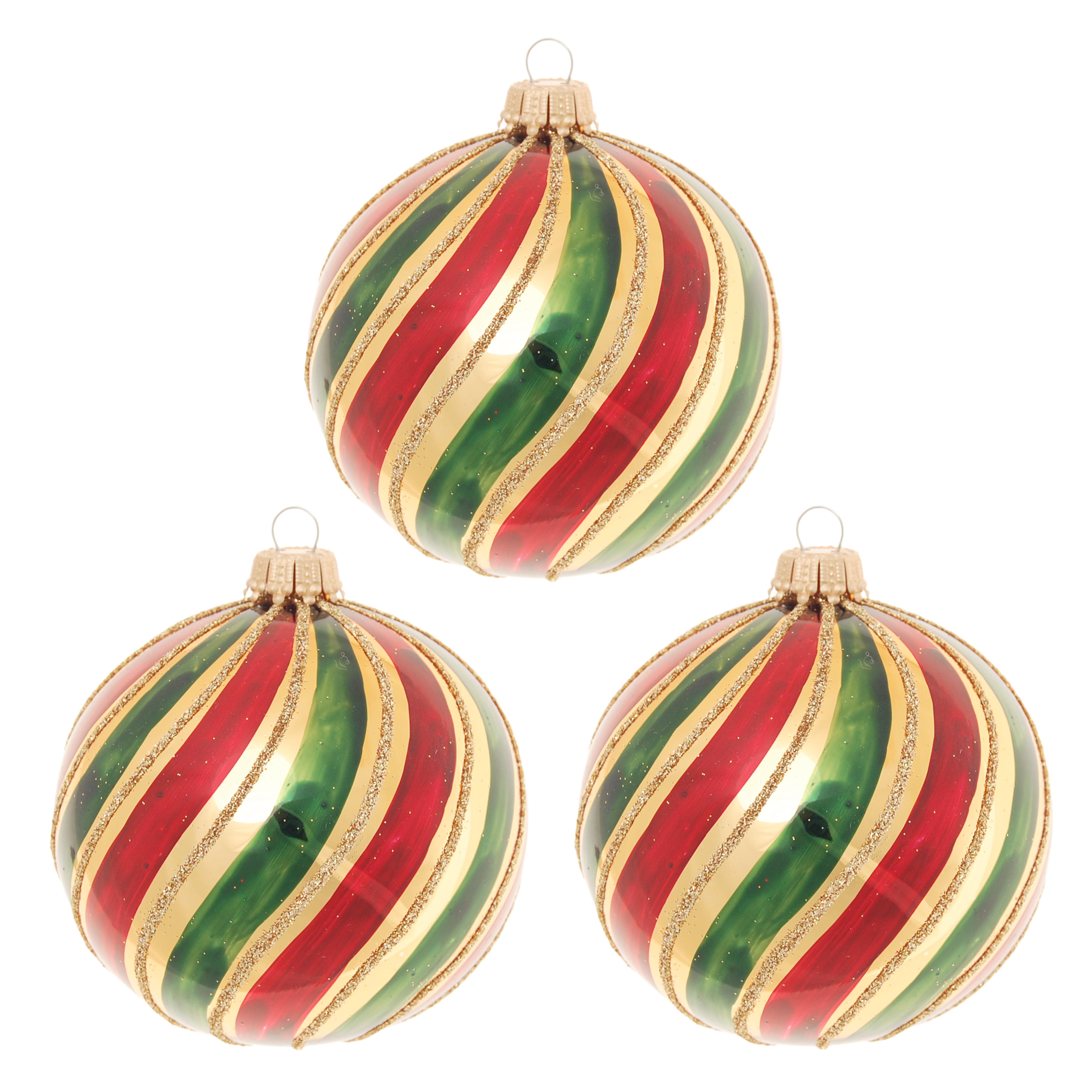 Weihnachtskugeln Wirbel-Design Goldfarbig 8cm