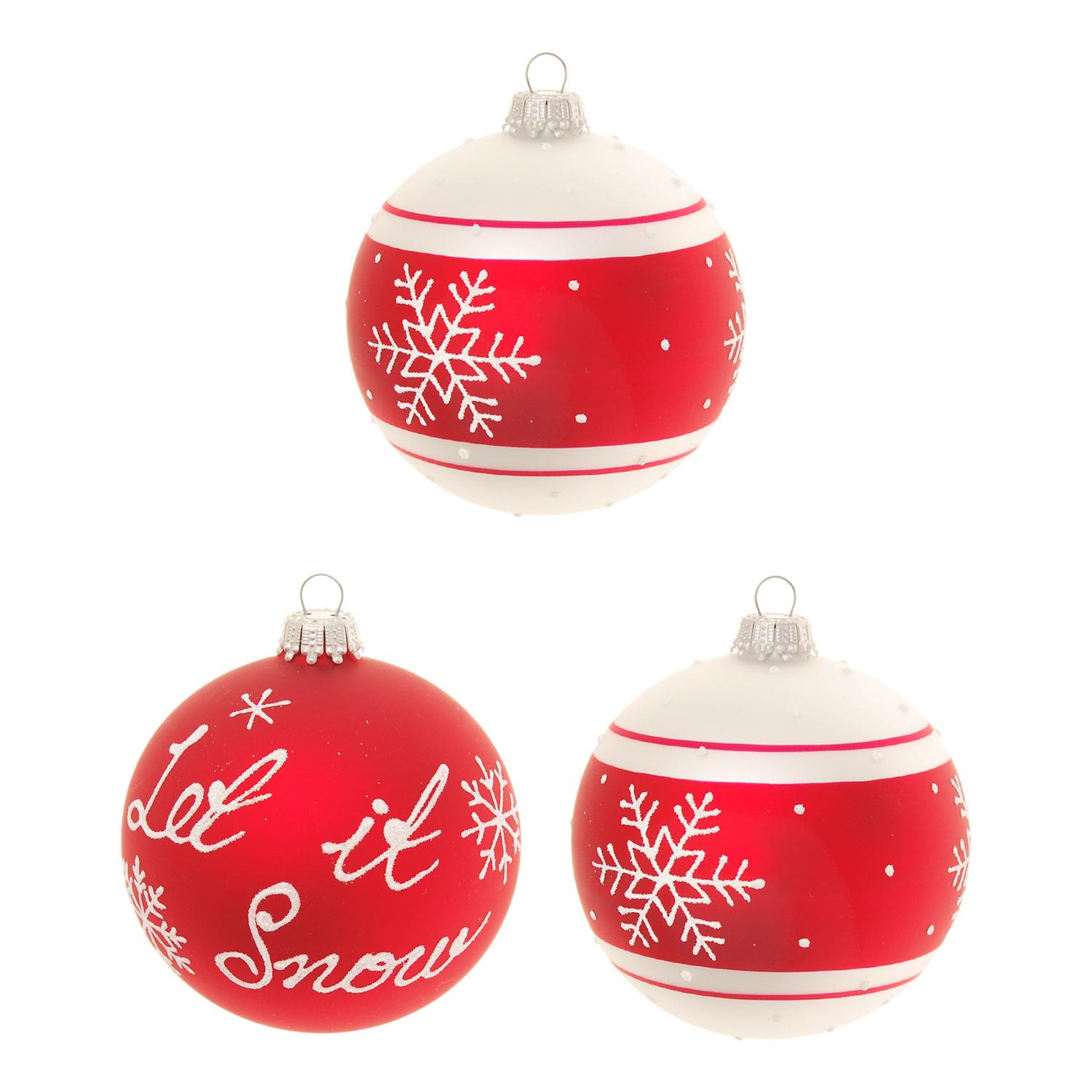 Weihnachtskugeln Let it Snow Rot 8cm