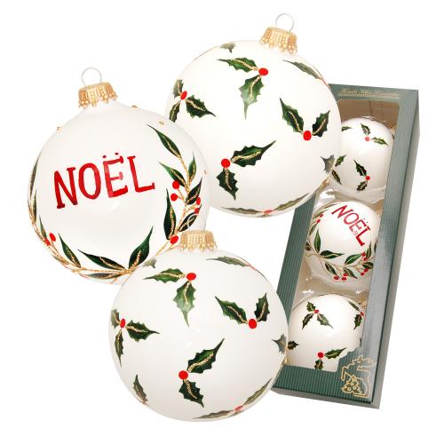 Weihnachtskugeln Stechpalme Wei 8cm