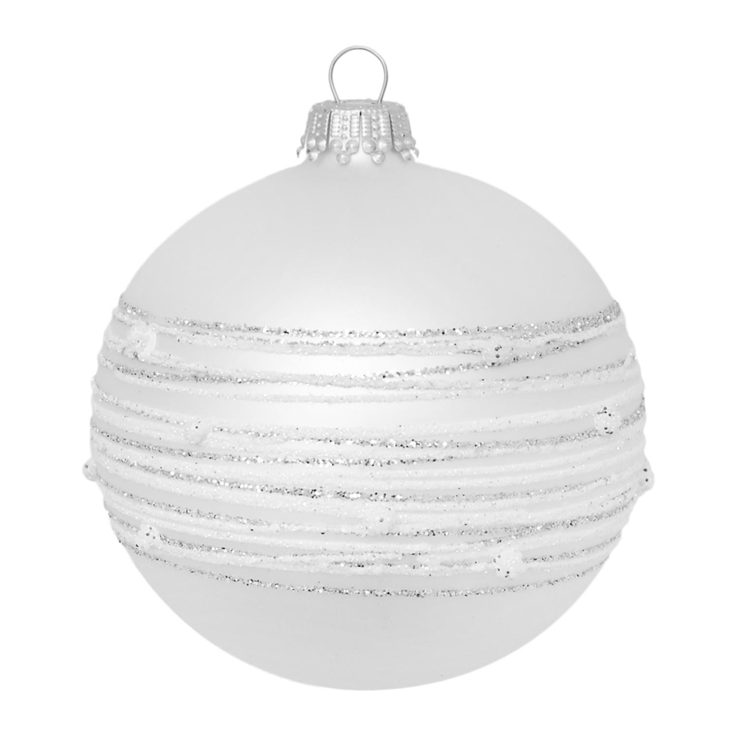 Weihnachtskugeln Streifenzauber Wei� 8cm