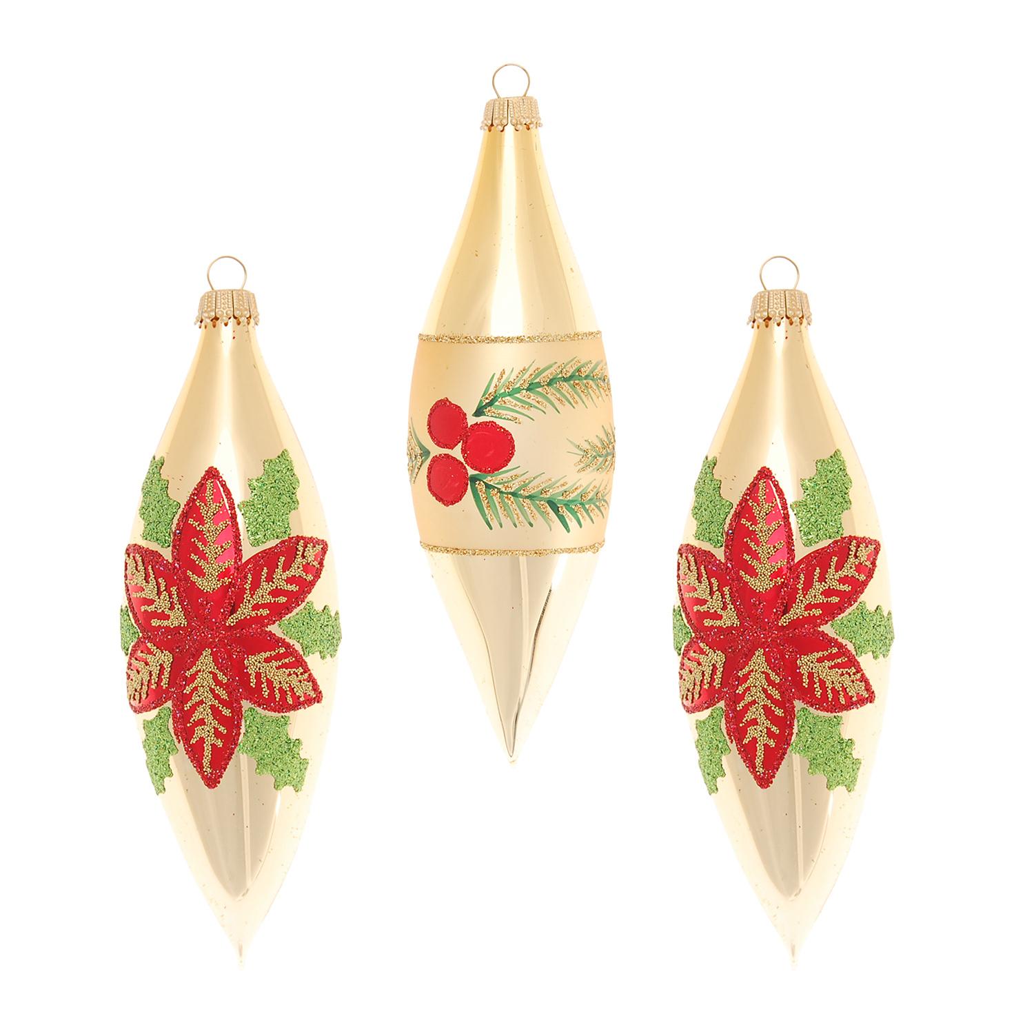 Baumschmuck Oliven Weihnachtsstern Goldfarbig 15cm