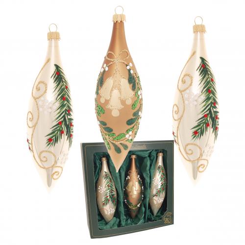 Xmas Forest, 3er Set, Oliven, champagner glanz/cappuccino matte, 15 cm