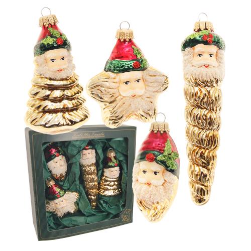 Baumschmuck Weihnachtsmanngesichter Goldfarbig 15cm