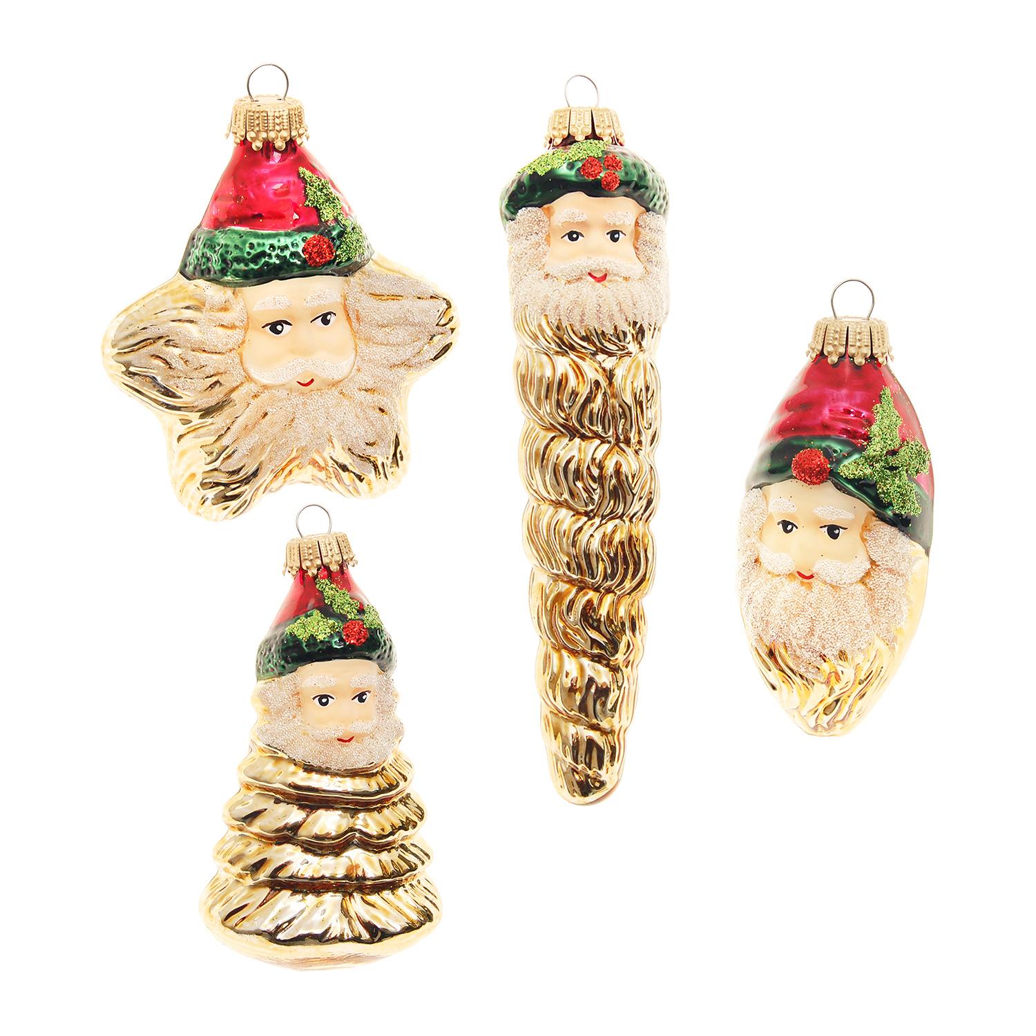 Baumschmuck Weihnachtsmanngesichter Goldfarbig 15cm