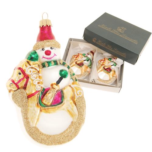 Baumschmuck Schneemann Schaukelpferd Goldfarbig 13cm