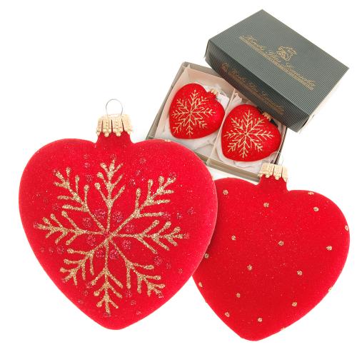 Baumschmuck Herzen mit Schneeflocke Rot 9cm