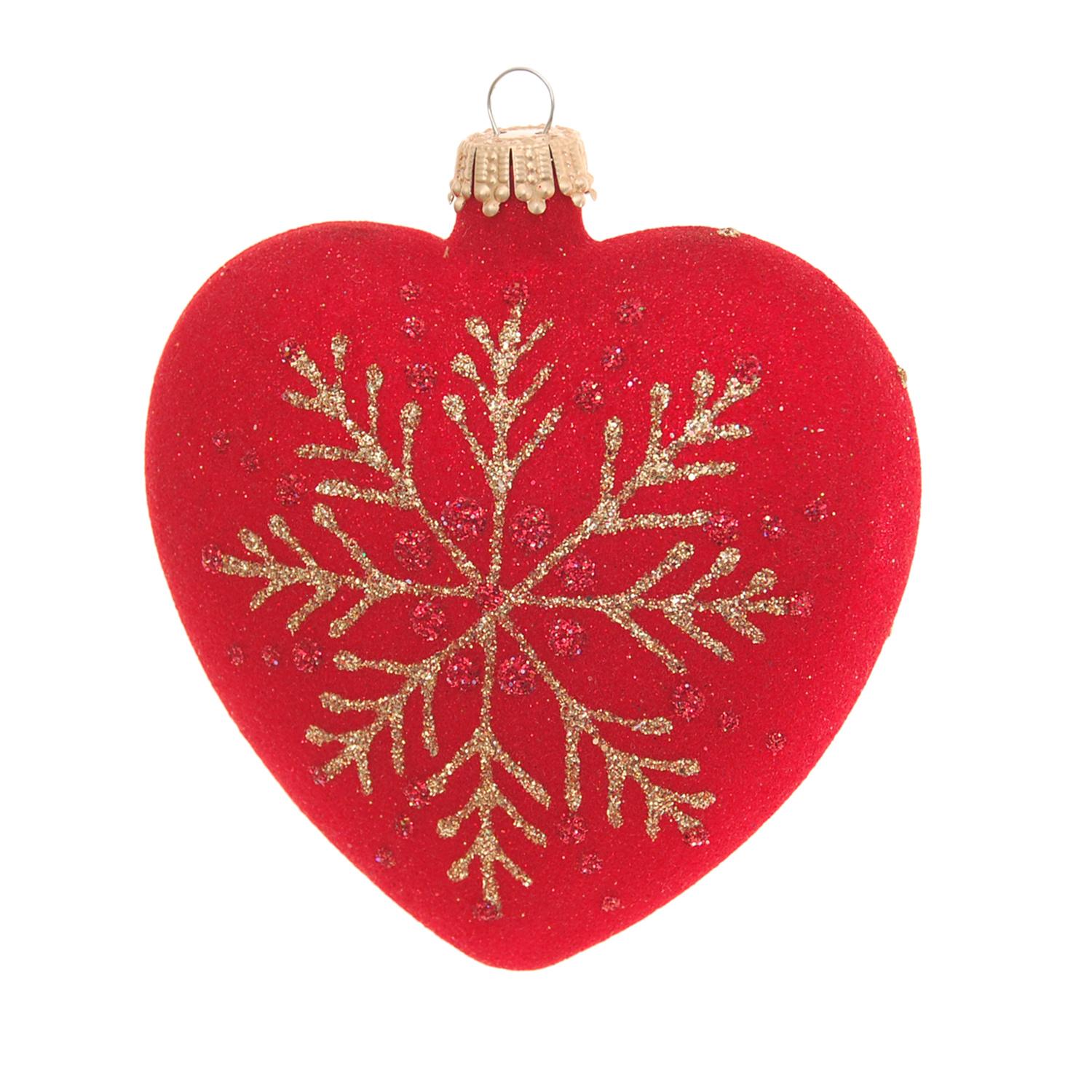 Baumschmuck Herzen mit Schneeflocke Rot 9cm