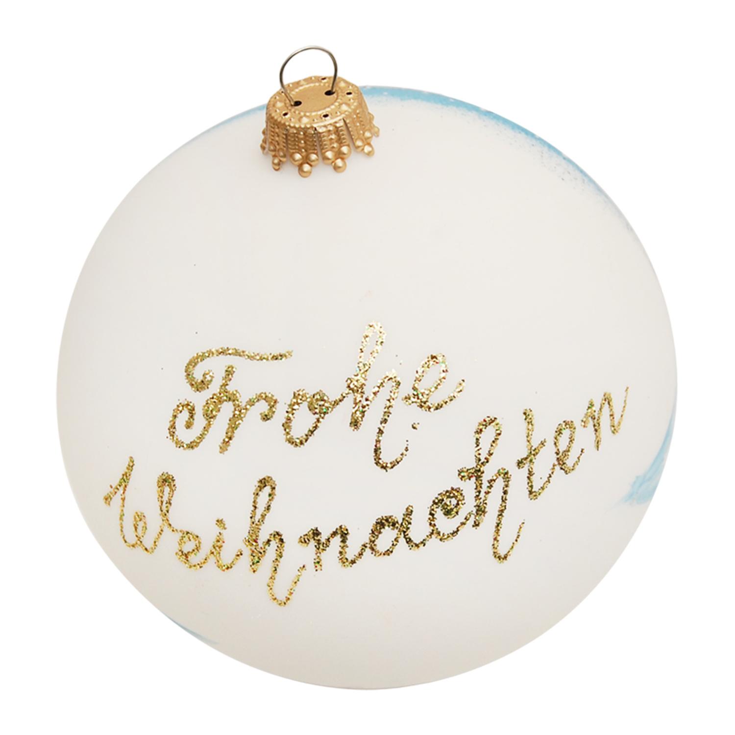 Weihnachtskugel Weihnachtsmann auf Schlitten Wei� 10cm