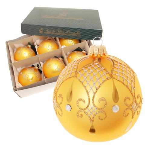 Midas Xmas Barock Design, 6-teilig, gold matt/grau mit Strastein, 8cm