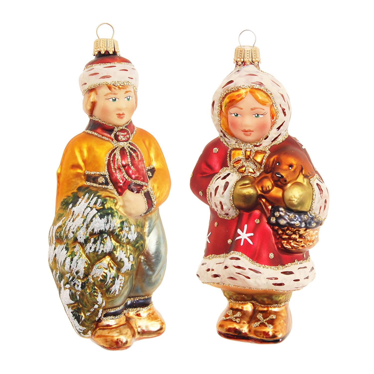 Baumschmuck Viktorianisch Winterkinder Wei� 14cm