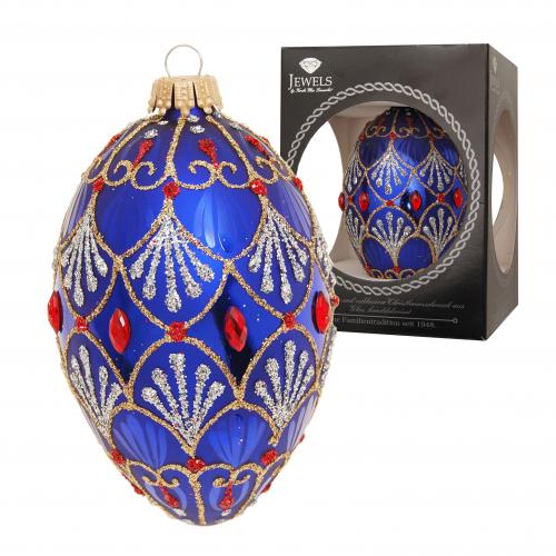 Baumschmuck Ei im Strassdesign blau 10cm