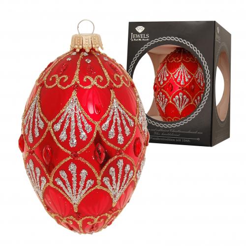 Baumschmuck Ei im Strassdesign Rot 10cm