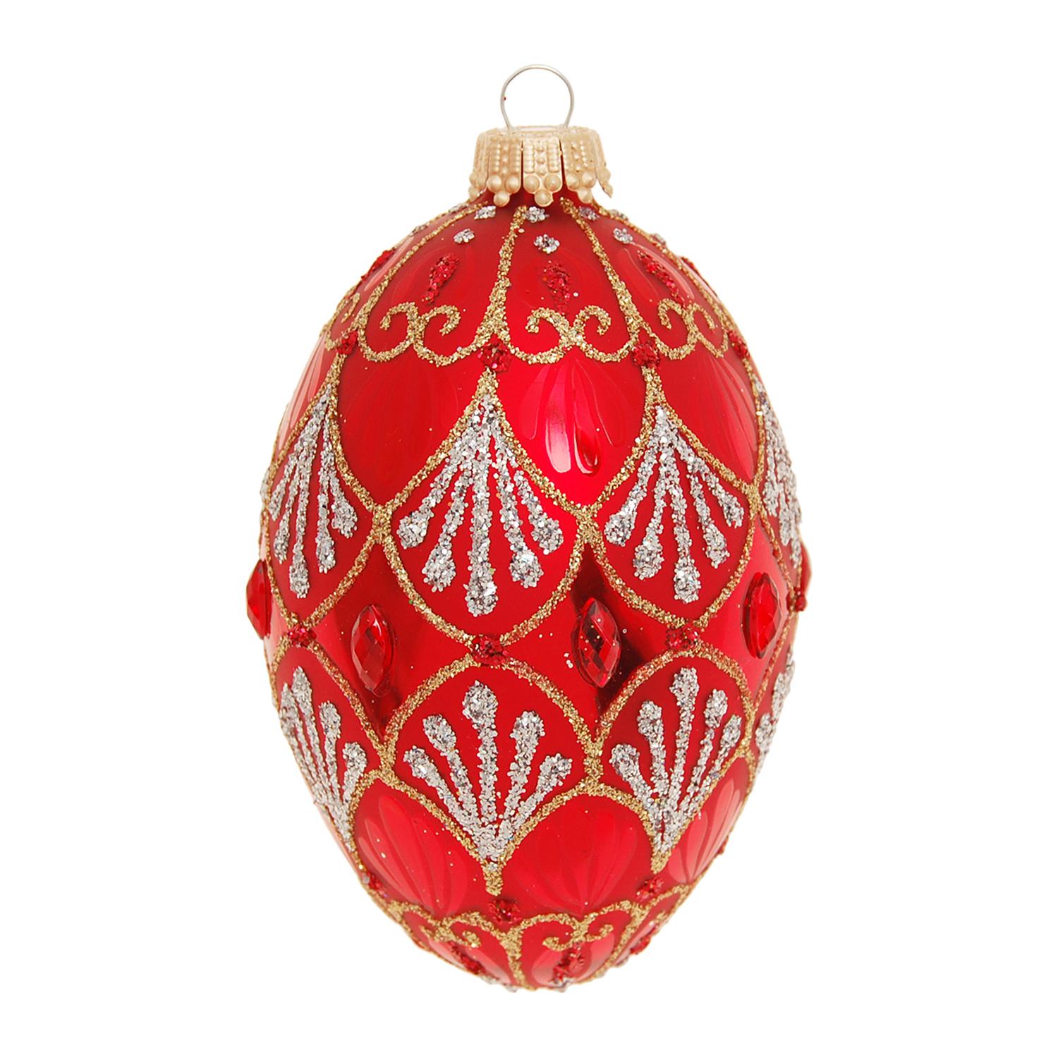 Baumschmuck Ei im Strassdesign Rot 10cm