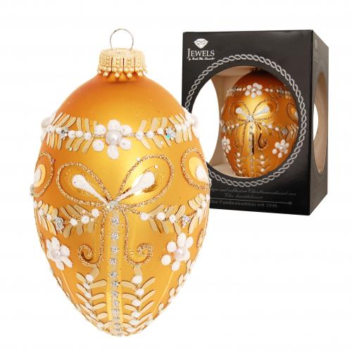 Baumschmuck Ei im Schleifendesign Goldfarbig 10cm