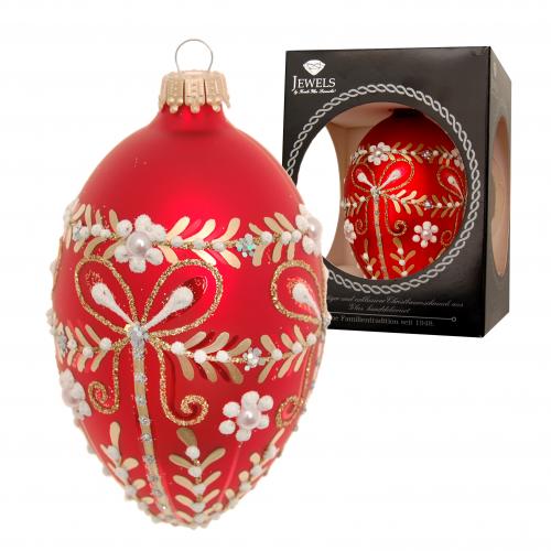 Baumschmuck Ei im Schleifendesign Rot 10cm