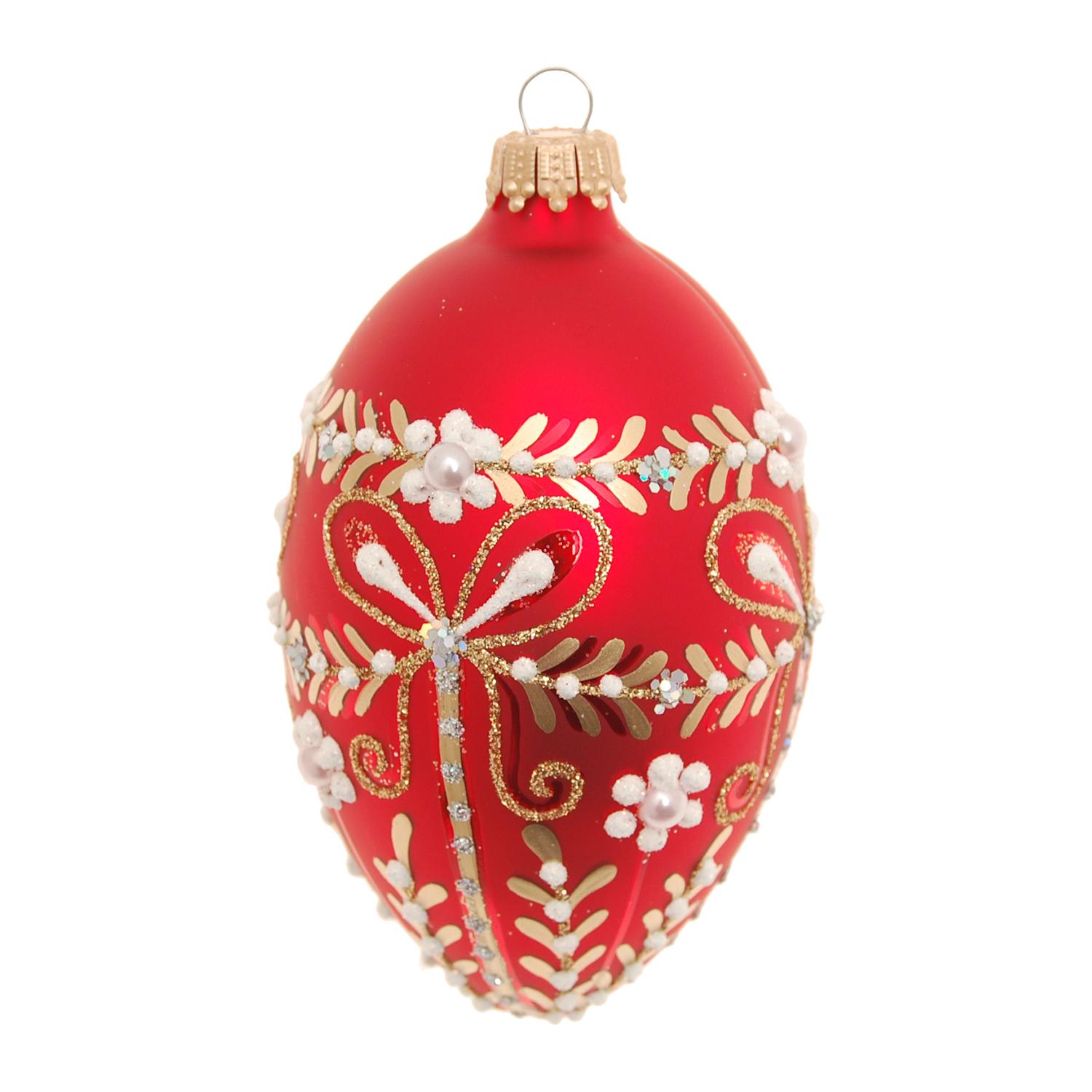 Baumschmuck Ei im Schleifendesign Rot 10cm