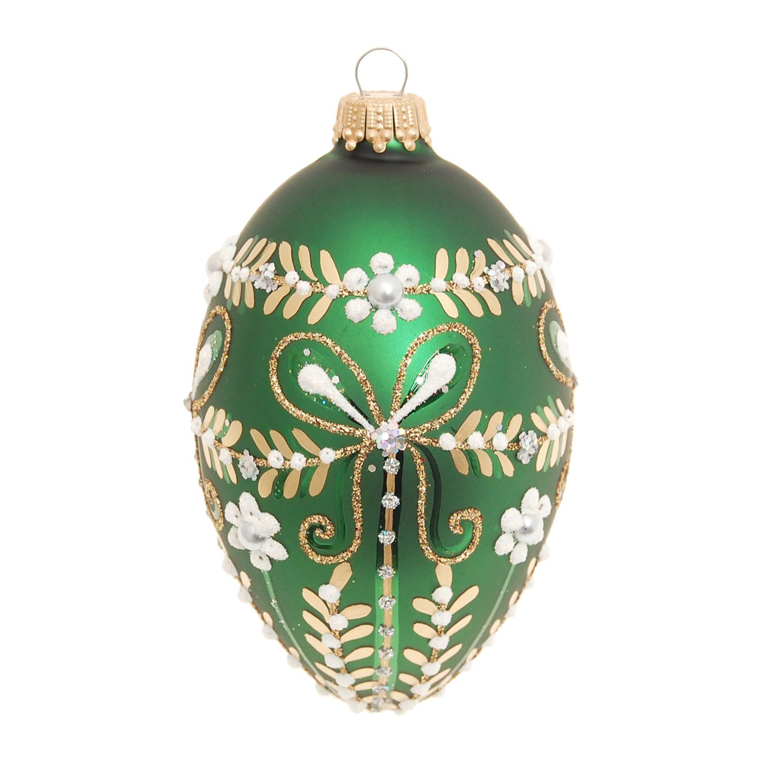 Baumschmuck Ei im Schleifendesign Gr�n 10cm