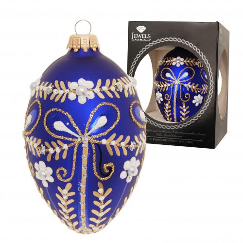 Baumschmuck Ei im Schleifendesign Blau 10cm