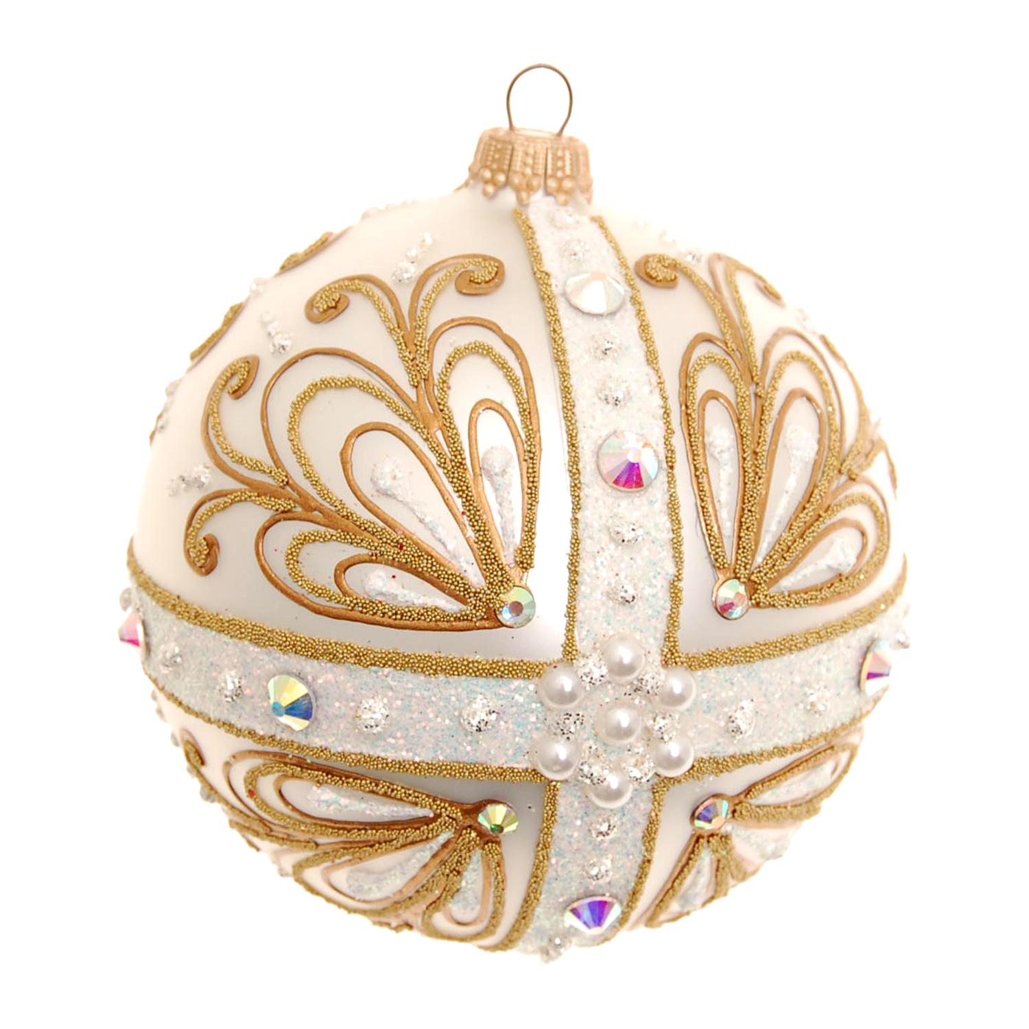 Weihnachtskugel Gloria Kreuz Strassdesign Silberfarbig 10cm