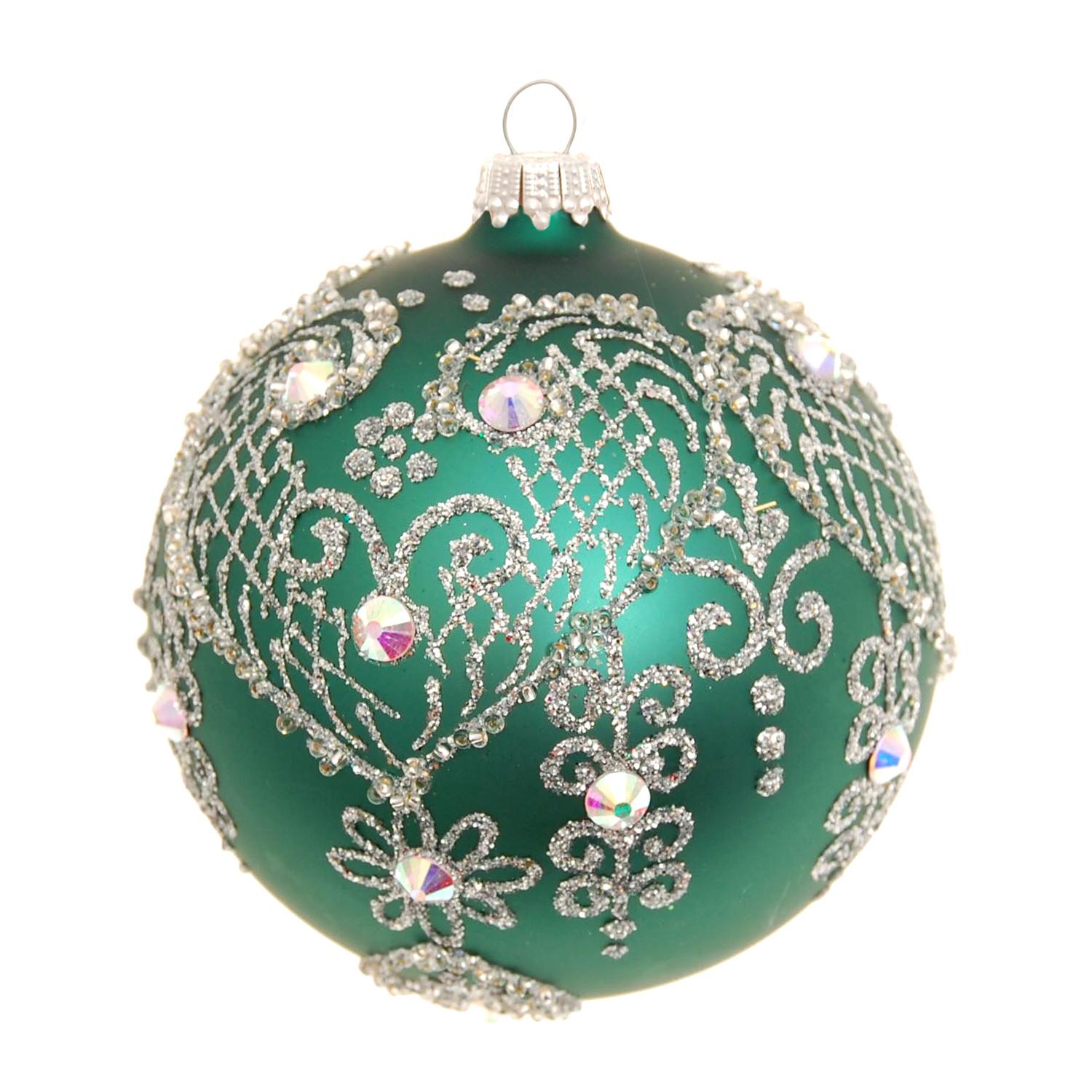 Weihnachtskugel Gloria Strassdesign Gr�n 10cm