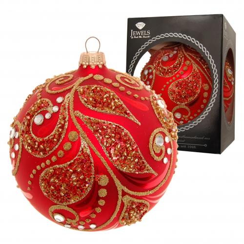 Weihnachtskugel Gloria Bltter Strassdesign Rot 10cm