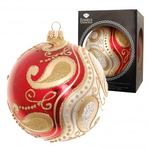 Weihnachtskugel Gloria Strassdesign Rot 10cm