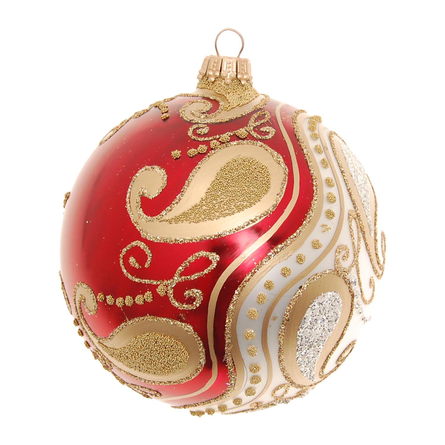 Weihnachtskugel Gloria Strassdesign Rot 10cm