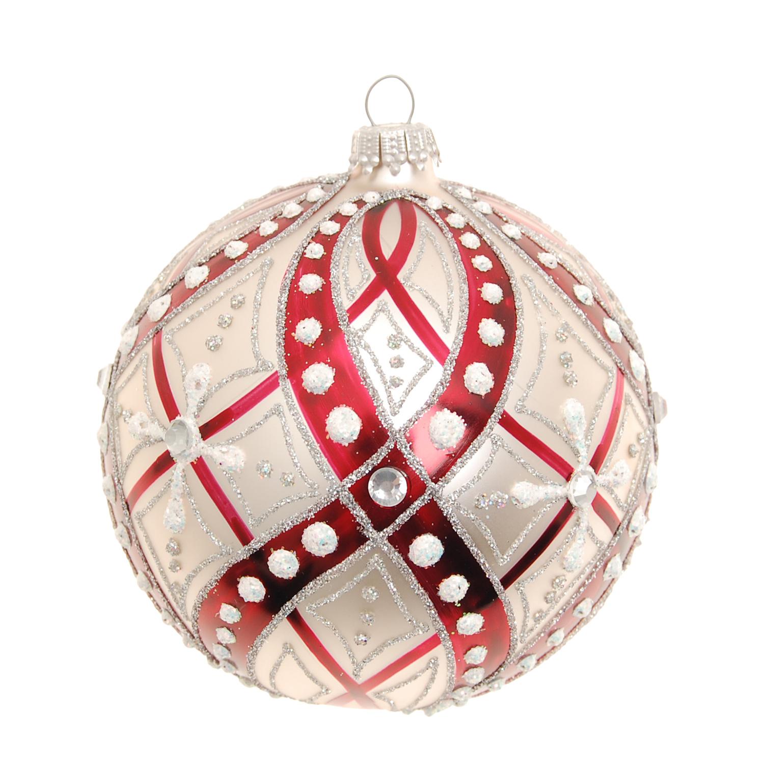 Weihnachtskugel Gloria Strassdekor Silberfarbig 10cm