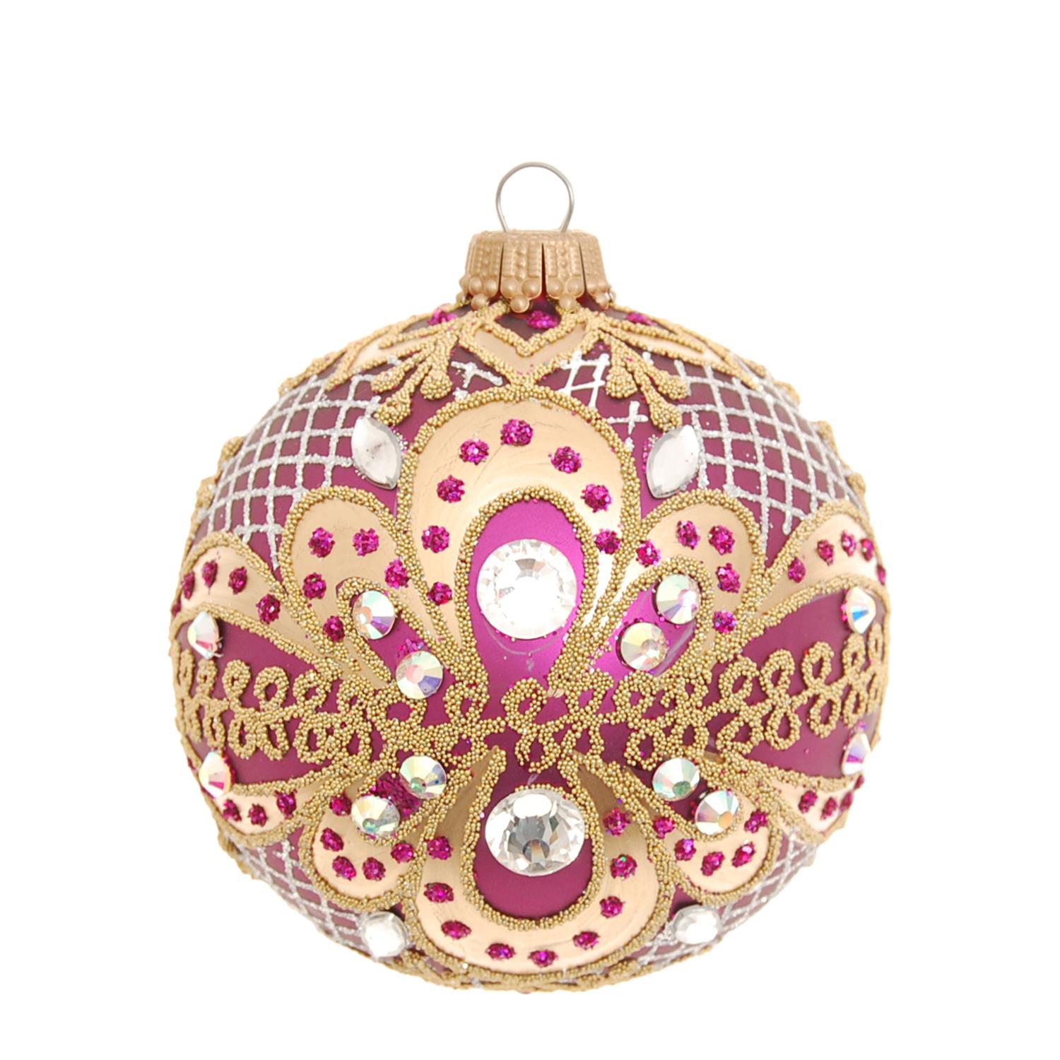 Weihnachtskugel Gloria Strassdekor Violett 8cm