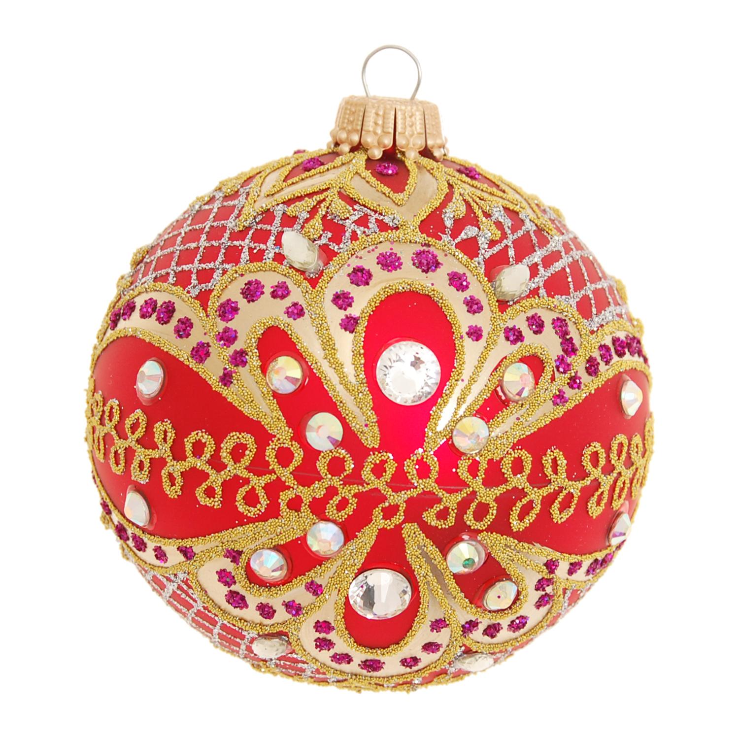 Weihnachtskugel Gloria Strassdekor Rot 8cm