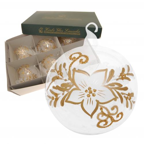 Weihnachtskugeln Frostige Blume Goldfarbig 8cm