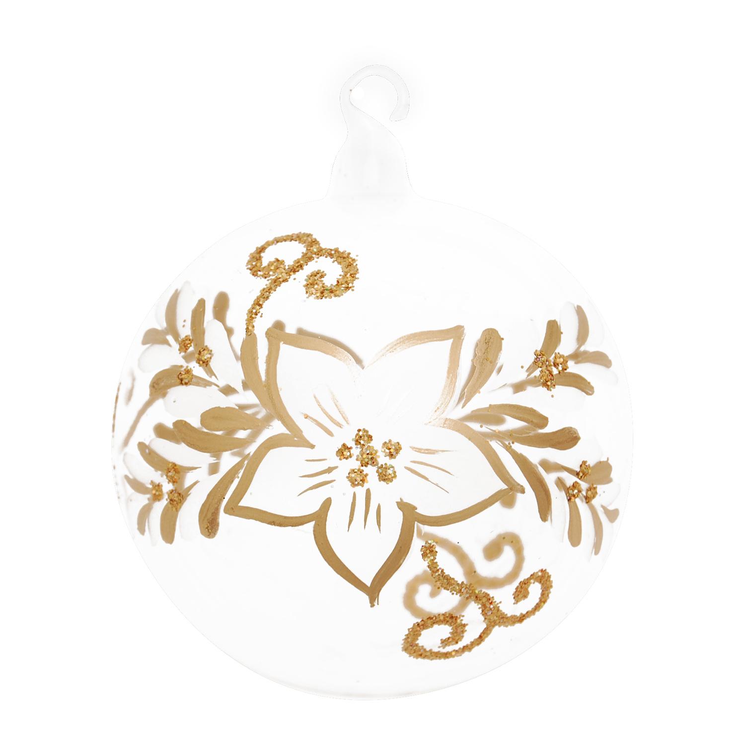 Weihnachtskugeln Frostige Blume Goldfarbig 8cm