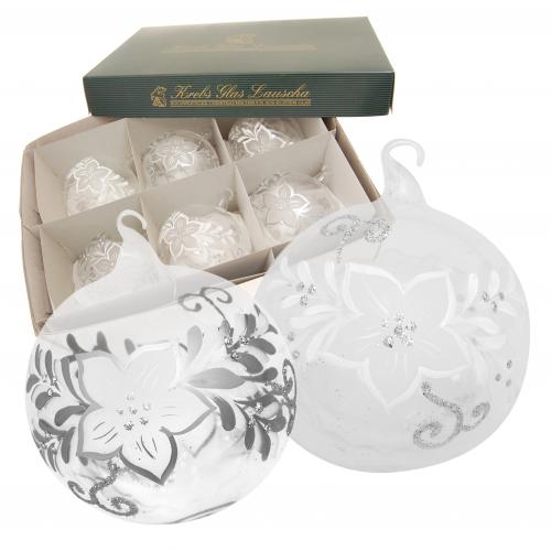 Weihnachtskugeln Frostige Blume Silberfarbig 8cm