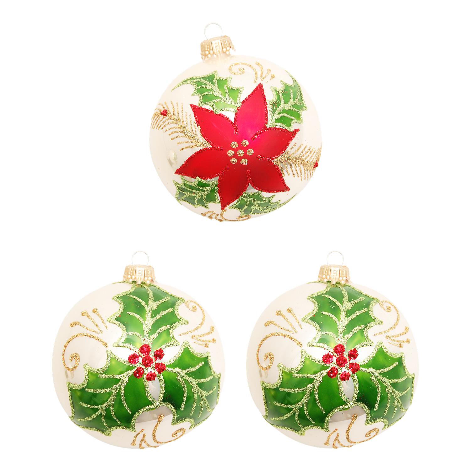 Weihnachtskugeln Weihnachtsstern Beige 8cm