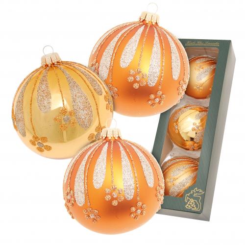 Weihnachtskugeln Blumen und Bltter Goldfarbig 8cm