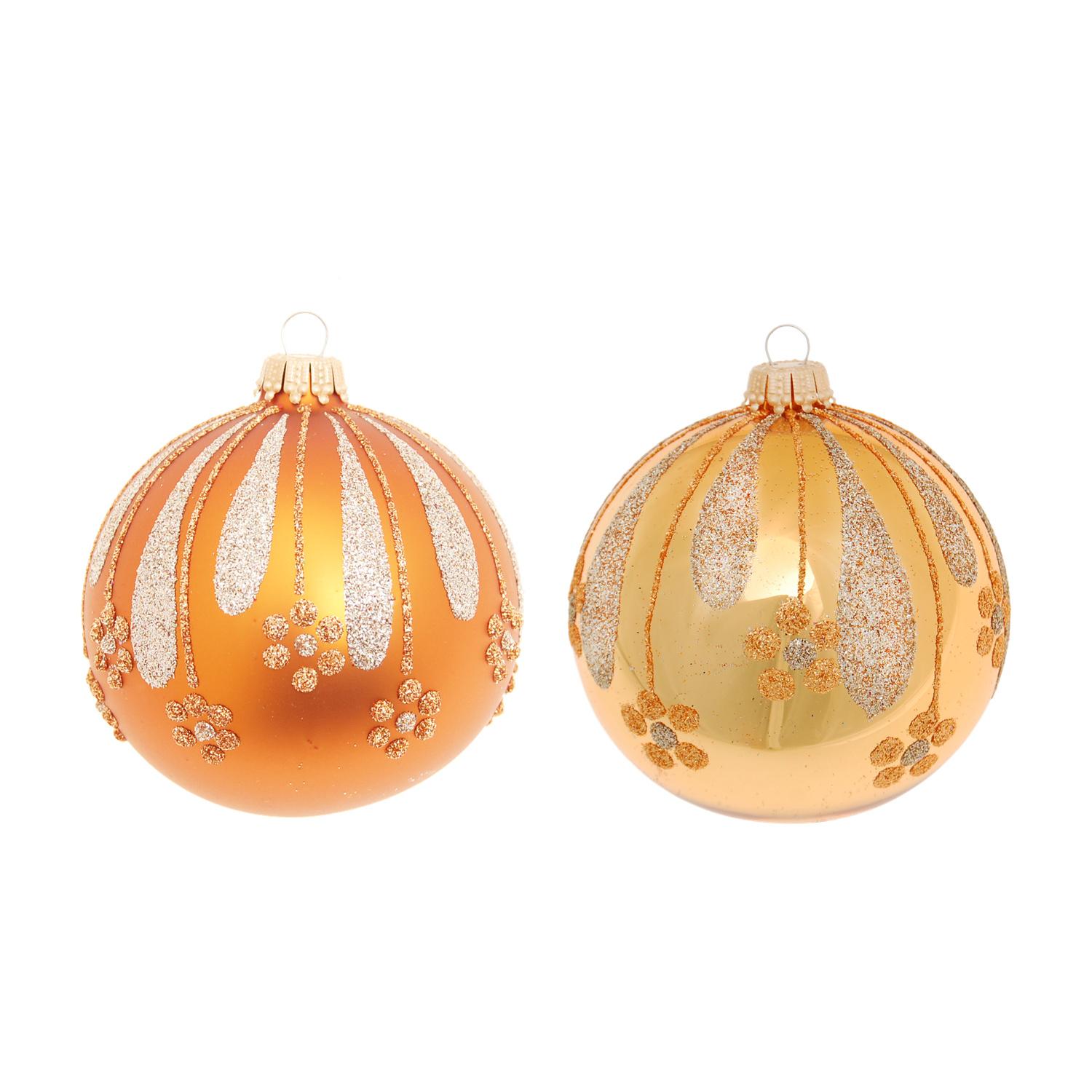Weihnachtskugeln Blumen und Bl�tter Goldfarbig 8cm
