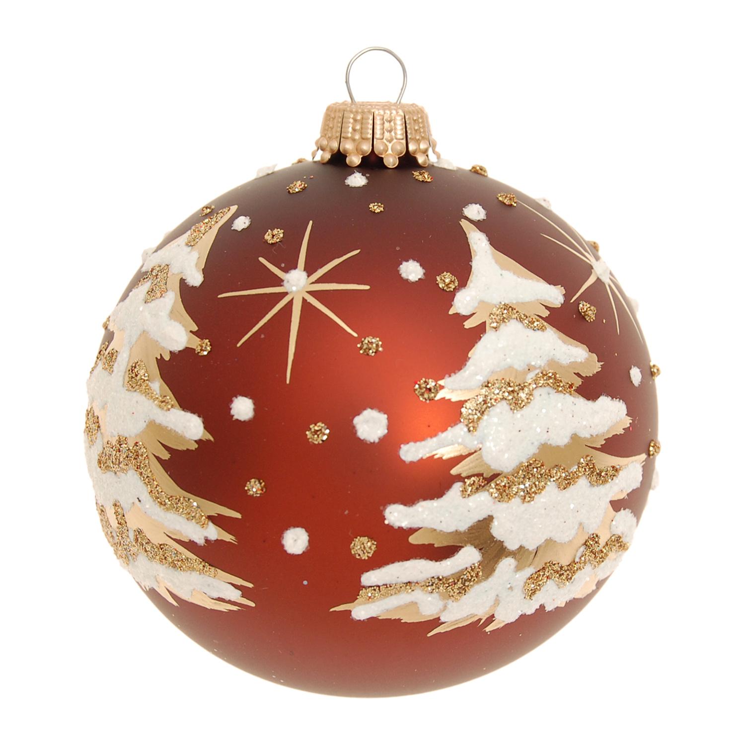 Weihnachtskugeln Winterbaum Braun 8cm